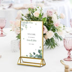 16 Pack Gold Acrylic Sign Holder, 4x6 Inch Picture Frames Wedding Double Sided Display Clear Sign Holders Stand Desktop Table Menu for Wedding Party Restaurant