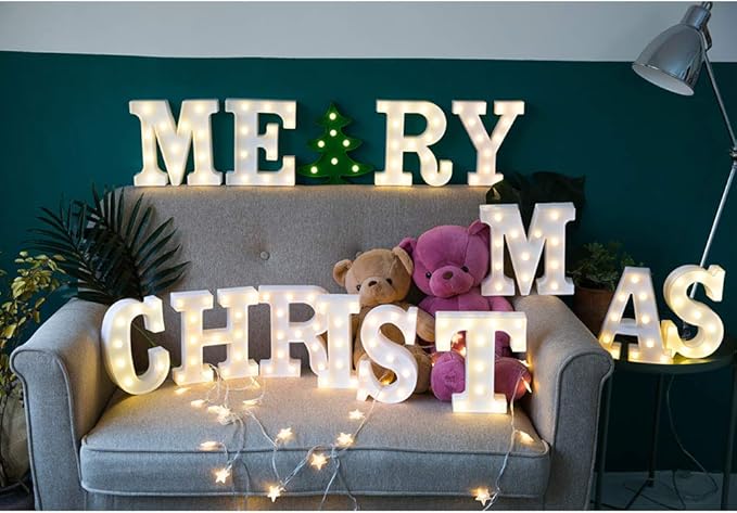 MUMUXI Marquee Light Up Letters | Large Light Up Numbers | Battery Powered and Bright with Every Letter of the Alphabet | For Wedding, Birthday, Party, Celebration, Christmas or Home Decoration (D)