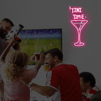 Tini Time LED Neon Sign, Martini Neon Sign for Bars, Elegant Cocktail Glass Neon, Martini Cocktail Bar Wall Decor, Bar Wall Art, Pub neon, 16.5"x8.7", Pink