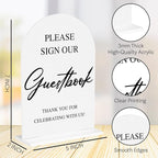 Wedding Guest Book Sign Please Sign Our Guestbook Sign Acrylic Arch Wedding Bridal Shower Baby Shower Welcome Table Signs for Ceremony and Reception Decor 7 x 5 Inches