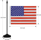 NQ American Desk Flag Set, 8.3 X 5.5 Inch Small American Flags on Stick, Mini American Flag with Stand Base, US Flag Decor for Table, Office, Home, Festival Decoration (4 Pack)