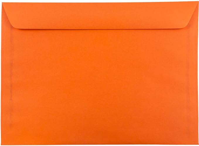 JAM PAPER 9 x 12 Booklet Colored Envelopes - Orange Recycled - 100/Pack