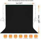 12x10 FT Black Backdrop Background, 100% Polyester Photography Backdrop Screen Foldable Washable Black Screen for Professional Photo Studio Photoshoot Portraits Party