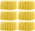 Round Tablecloth 132 Inch 6 Pack Yellow Tablecloths Washable Decorative Linen Polyester Table Clothes Cover for Dining Table Banquets Buffet Parties and Wedding