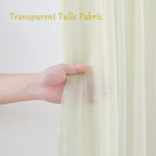 20×10ft Cream White Tulle Backdrop Curtain with Lights String for Parites, Sheer Curtain Backdrop Drapes for Wedding Party Home Decorations