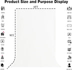 White Screen Backdrop for Photography 6x9ft Zoom Meeting, Game Live Steaming Photo Studio Shooting Props High Density Fabric Background