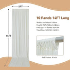 50×14ft Wrinkle Free Ivory Backdrop Curtain, Soft Silky Easy to Drape Cream Wedding Drapes for Backdrop, 10 Panels 5×14ft Photo Backdrop Curtains for Parties Birthday Photography Background Cloth