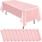 10 Packs Satin Tablecloth 57 x 108 Inch Rose Gold Rectangular Table Cloth Silk Tablecloth Smooth Fabric Overlay Satin Table Cover Decoration for Wedding Party Banquet Events