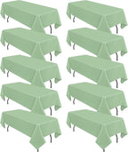 10 Pack Sage Green Rectangular Tablecloths, 60 x 126 Inch, Polyester, Wrinkle & Stain Resistant, Perfect for 8ft Tables, Wedding, Party, Banquet