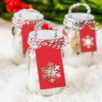 jijAcraft Christmas Gift Tags - 100Pcs Christmas Tags with String, Blank Xmas Name Labels, Red Paper Hollow Trees, Rudolph, Snowflake Shapes Holiday Labels for Xmas Party Favors, DIY Crafts, Jar