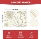 Artoid Mode Beige Snowflake Let It Snow Winter Placemats Set of 2, 12x18 Inch Seasonal Christmas Table Mats for Party Kitchen Dining Decoration