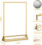 EHWINE 2 Pack Acrylic Sign Holder 4 x 6, Double Sided Gold Picture Frame Stand up Table Top Sign Holders, Clear Display Stand Menu Flyer Holder for Wedding Party