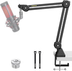 MAONO Microphone Boom Arm: Heavy Duty Adjustable Metal Suspension mic stand with Upgraded Desk Clamp and 3/8" to 5/8" Screw Adapter for Podcasting Recording Streaming Gaming - BA37
