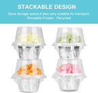 100 Pcs Cupcake Boxes Plastic Individual Cupcake Containers Single Cupcake Carrier with Connected Airtight Dome Lid for Party