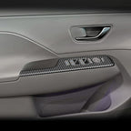4pcs Carbon Fiber Style Front Rear Doors Window Glass Lift Switch Panel Cover Decorative Sticker Protection Car Interior Accessories for 2024-2025 Hyundai KONA KT21