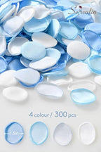 Serwalin 300Pcs Silk Rose Petals Flower Petals for Christmas Weddings Proposal Blue and White Petals Flower Girl Petals Aisle Flower Girl Basket Runner Bridal Shower Table Decor (3 Color Mixes)