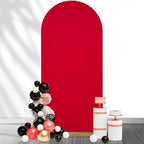 SoarDream Red Spandex Arch Cover 6FT Wedding Arch Backdrop Cover Stretchy Backdrop Chiara Wall Arch Stand Cover for Wedding Birthday Balloon Decorations- Ideal for Balloon Arches