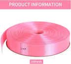 TONIFUL 1 Inch x 100yds Pink Satin Ribbon, Thin Solid Color Satin Ribbon for Gift Wrapping, Crafts, Hair Bows Making, Wedding Party Decoration, Invitation Cards, Floral Bouquets, Christmas