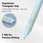 WRITECH Soft Grip Fountain Pen: Black Ink Fine Nib Pen with 1 Replacement Nib Set and 3 Ink Cartridges Smooth Writing for Calligraphy Journaling Gift (Blue)