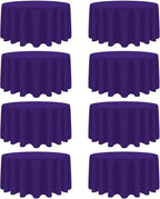 8 Pack Purple Round Tablecloth 90 Inch Stain and Wrinkle Resistant Round Purple Table Cloth Reusable and Washable Polyester Fabric Table Covers for Buffet Wedding Party and Banquet