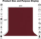 8x10FT Burgundy Wine Red Screen Backdrop for Photography Photo Booth Recording Parties Curtain
