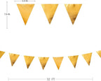 Gold Party Decorations Metallic Fabric Triangle Pennant Banner Gold Flag Bunting Garland for Graduation Birthday Wedding Anniversary Bridal Shower Bachelorette Engagement Hen Party Decoration Supplies