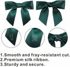 2.5" Hgzgch Dark Green Ribbon Bow for Gift Wrapping, Premade Bows for Crafts, Cake, Party Favors, Handmade Bows with Double-Sided Tape, Self Adhesive Bows for Presents, Treats, Christmas - 50pcs