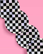xo, Fetti Black and Iridescent Checker Paper Plates - 25 pack | Happy Birthday Party Decorations, Cute Bachelorette Party, Cool Cake Plates, Checker Disposable Party Plates
