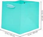 Teal Blue Paper Gift Bag 12 in Large Gift Box Square Bottom Kraft Paper Bags with Handles for Wedding Baby Shower Birthday Party (Teal Blue, 12 x 12 x 12 in, 10 CT)