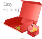 PACKHOME Extra Large Gift Box 17.5x11.3x4.3 Inches, Sturdy Shirt Box with Magnetic Lid for Clothes and Large Gifts (Glossy Red)