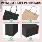 METRONIC Kraft Paper Gift Bags with Handles 8x4.75x10.5 Inch 600 Pcs | Christmas, Birthday Party Favors, Retail Shopping, Small Business Bulk | Black Gift Wrap Bag