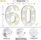 Pooqla 60th Birthday Decoration for Woman Man, Decorative LED Light Up Numbers, Marquee Numbers 60 Sign for Party Backdrop 60th Wedding Anniversary Decor, Warm White and Cool White Number 60