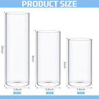12 Pcs Thin Glass Cylinder Vases 2.5''/3.3'' Diameter 2mm Wall Thickness Clear Flowers Vase Hurricane Floating Candles Holders for Table Centerpieces Wedding Decor (3.3'' X 5.9'',7.9'',9.8'')