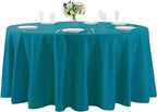 132 inch Round Tablecloth Washable Polyester Table Cloth Decorative Table Cover for Wedding Party Dining Banquet（132 inch, Caribbean Blue）