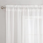 VISIONTEX White Sheer Voile Curtains, Decorative White Embossed Drip Rod Pocket Window Drapes for Home Kitchen, Living Room and Bedroom 54 x 72 Inch, Set of 2 Curtain Panels