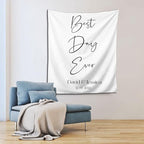 Best Day Ever Backdrop - Custom Tapestry with Names & Date, Personalized Calligraphy Banner for Ceremony & Reception, Rustic Wedding Sign