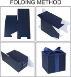 COTOPHER Small Gift Boxes 25 Pack 5x5x5 inches Blue Gift Boxes with Lids for Gifts, Crafting, Wedding Party Favor, Cupcake Boxes, Candy, Bridesmaids Proposal Box with Ribbons and Stickers