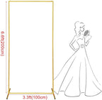 Metal Wedding Arch Backdrop Stand 6.6x3.3 FT Gold Square Balloon Arch Frame for Wedding, Birthday Party, Baby Shower Ceremony Decoration