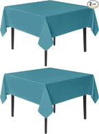 sancua Square Tablecloths 54x54 Inch, 2 Pack - Teal Fabric Table Cloth for Square or Round Tables, Washable Polyester Table Cover for Dinner, Holiday Party, Decorative Display Tables