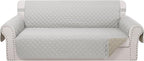 Reversible 4 Seater Sofa Cover 91 Inch Large Couch Cover Furniture Protector(Sofa XX-Large,Light Grey/Beige)