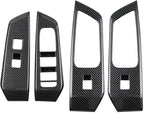 4pcs Carbon Fiber Style Front Rear Doors Window Glass Lift Switch Panel Cover Decorative Sticker Protection Car Interior Accessories for 2024-2025 Toyota Grand Highlander KT18