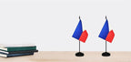 Philippines Filipino Deluxe Desk Flag Set Small Mini Miniature Philippines Filipino Table Desktop Flags With Solid Pole, Black Base and Spear Top(2 Pack)