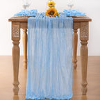 Baby Blue Cheesecloth Table Runner 6 Pack Fall Table Runners Boho Gauze 120 Inches Light Blue Cheese Cloth Fall Table Decorations for Thanksgiving Wedding Bridal Baby Boy Shower Party