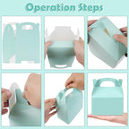 24 Pcs Pastel Party Favor Treat Boxes, Colorful Paper Candy Gift Gable Boxes for Party Favors, Pastel Goodie Box for Birthday Wedding Spring Easter Parties Supplies Decorations, 6 x 3.5 x 3 Inches