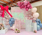 Qcity Iridescent Pink Shimmer Wall Backdrop 36PCS, Black Back Not See-Through Design, Square Sequin Glitter Backdrop Panel, Perfect for Outdoor Events, Birthdays, Wedding and Party Decoration