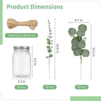 10 Set Mason Jar Centerpieces for Tables Centerpiece with Eucalyptus Breath, Clear Glass Mason Jar Vases with Rope, Wedding Table Centerpieces Bridal Shower Engagement Reception Rustic Farmhouse Decor