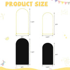 Wedding Arch Backdrop Stand and Cover Set of 2 6FT 7.2FT Black Spandex Fitted Stretchy Arch Stand Covers for Gold Metal Stand Round Top Chiara Backdrop Cover for Birthday Party Decorations