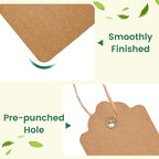 SallyFashion 200pcs Gift Tags with String Attached, 2x4 inch Kraft Paper Hang Tags for Clothes DIY Crafts Wedding Holiday (Brown White)