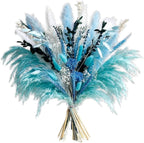 Blue Dried Flowers Bouquet with Pampas Grass - Boho Home Decor and DIY Floral Arrangements for Bedroom, Office, and Wedding Centerpieces