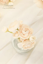 Floroom Ranunculus Artificial Flowers 18 Pcs Champagne Faux Silk Mini Ranunculus Bulk Fake Wedding Filler Flowers for DIY Cream Bouquets, Centerpieces, Bridal Shower Decorations & Arrangements